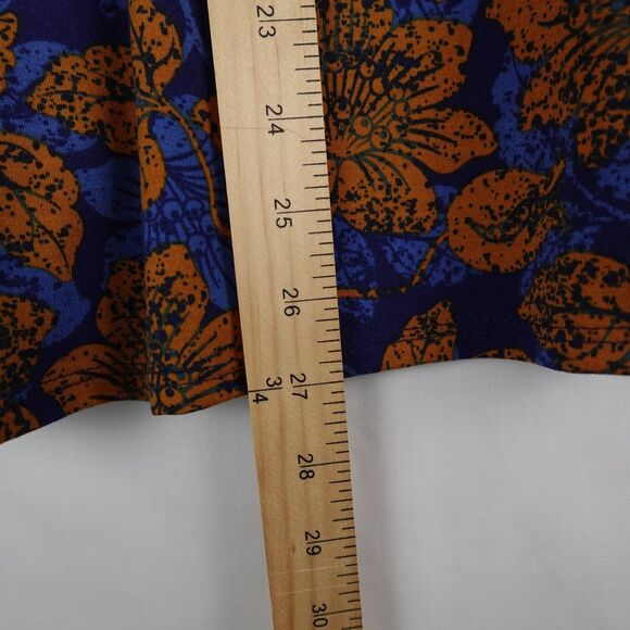 LuLaRoe Azure Skirt Women Size Large Floral Blue Orange Stretch Flowy A-Line AOP - Picture 5 of 9